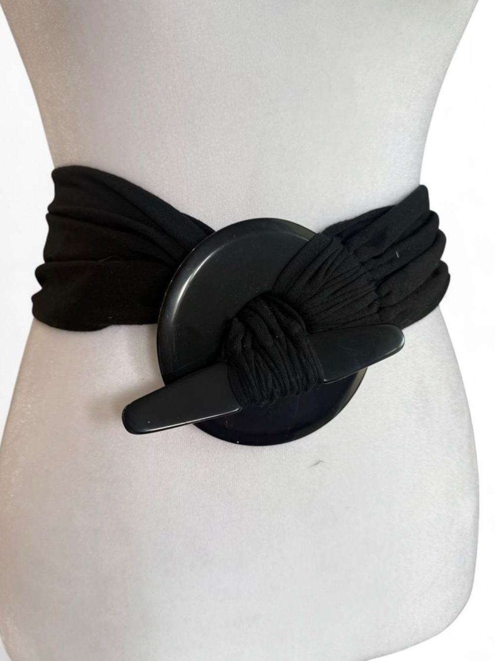 Black Wide Wrap Belt with Circular Buckle - Women Accessories